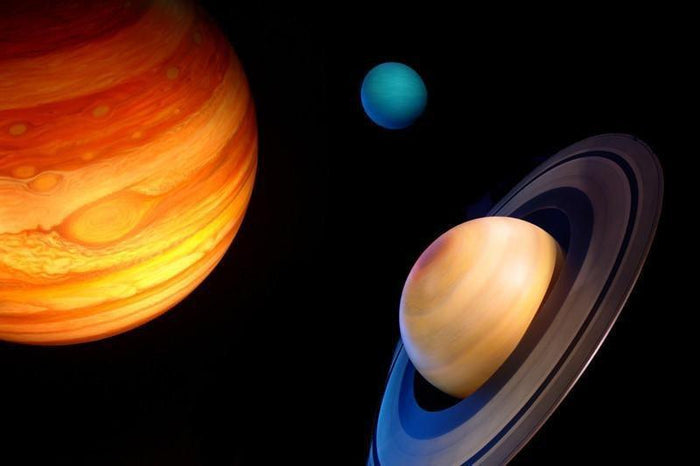 Three Planets in Space Wall Mural-Wall Mural-Eazywallz