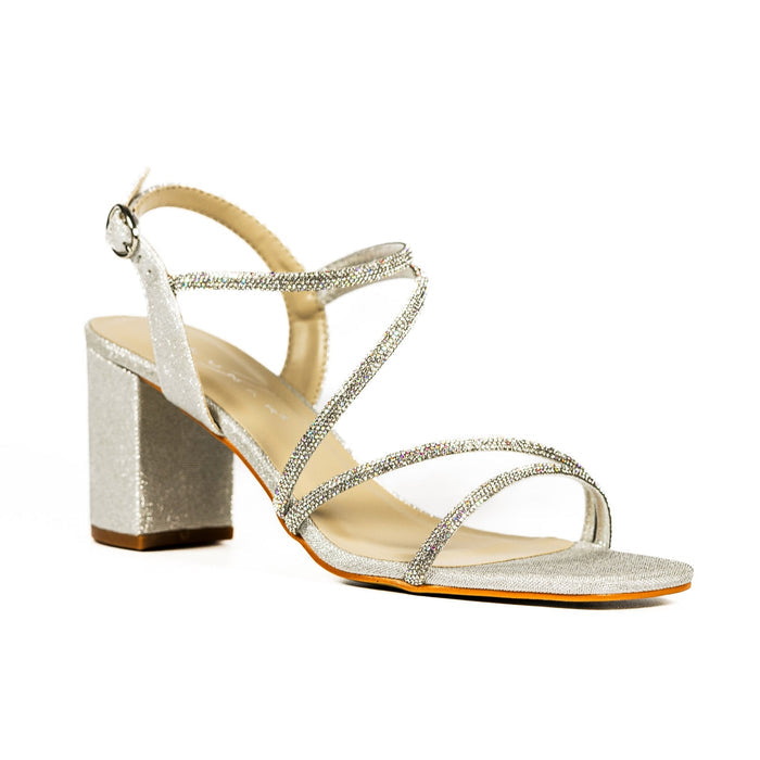 Toulouse Silver Block Heel Sandal