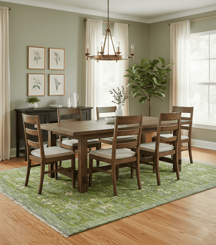 Transitional Design Green And Blue Hand Knotted Custom Made Wool Rug - The Rug Decor