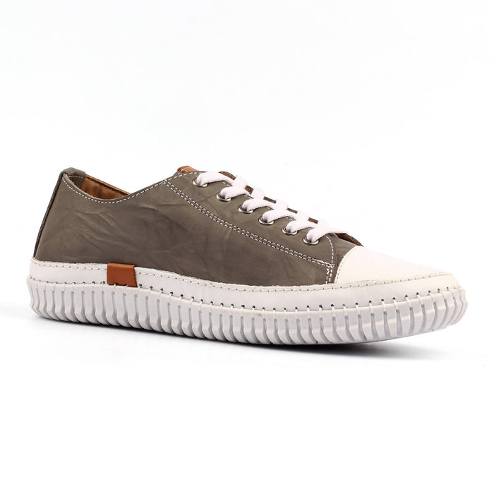 Truffle II Grey Leather Plimsoll