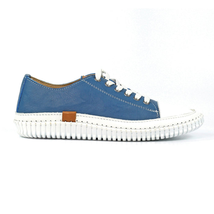 Truffle II Mid Blue Leather Plimsoll