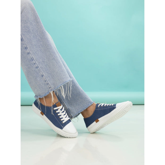 Truffle II Mid Blue Leather Plimsoll