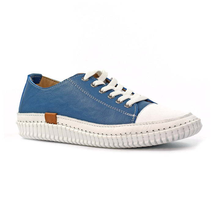 Truffle II Mid Blue Leather Plimsoll