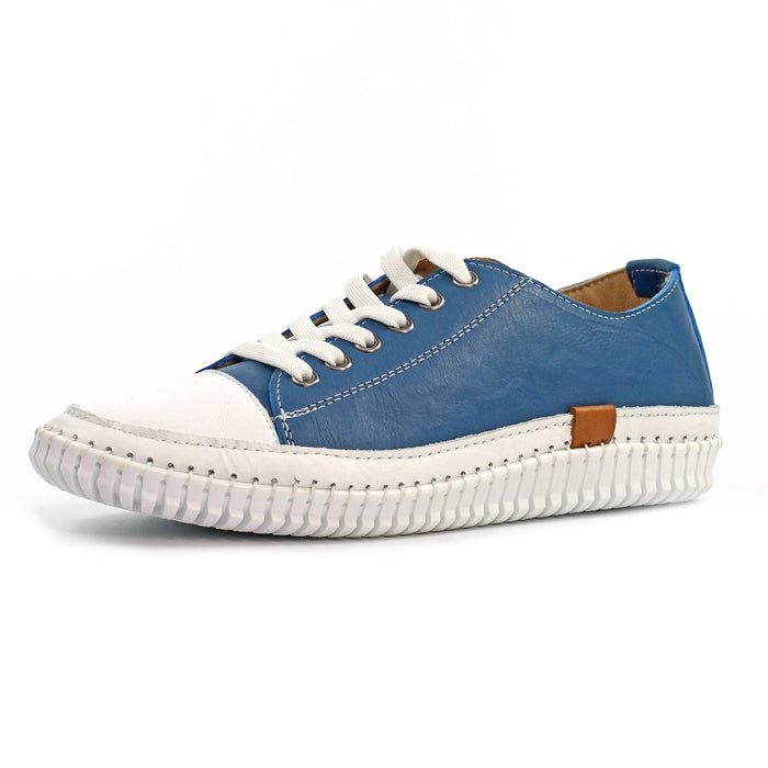 Truffle II Mid Blue Leather Plimsoll