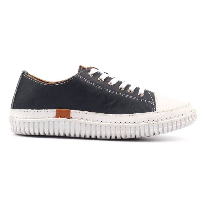Truffle II Navy Leather Plimsoll