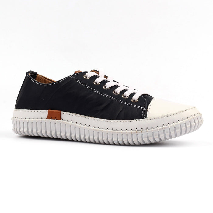 Truffle II Navy Leather Plimsoll