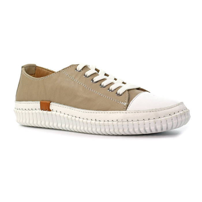 Truffle II Stone Leather Plimsoll