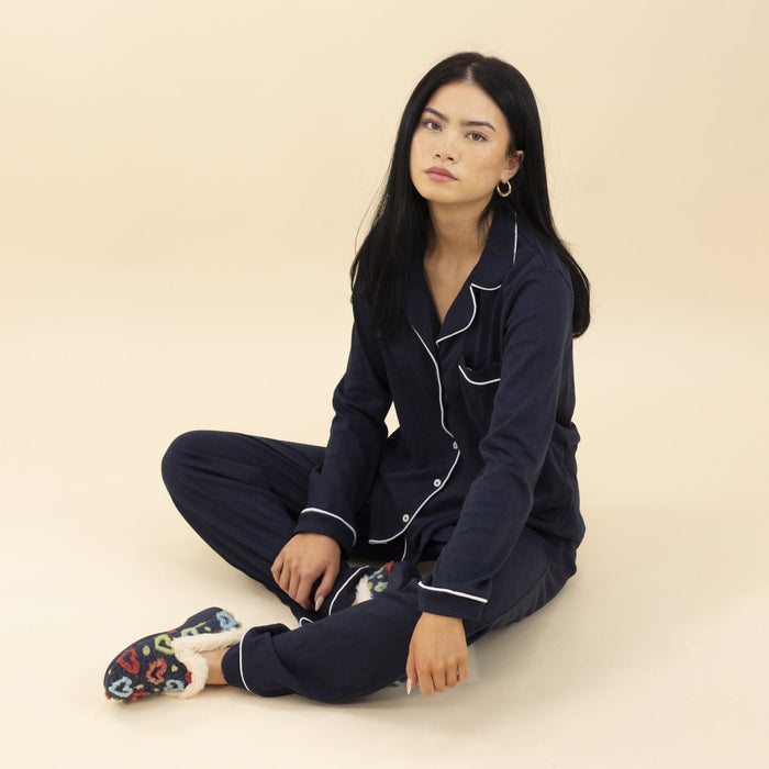 Truffle Navy Full Slipper