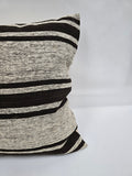 Turkish Hemp Pillow Natural Beige Black Pillow Cushion Cover 24" x 24" #9245