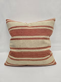 Turkish Hemp Pillow Natural Beige Red Pillow Cushion Cover 24" x 24" #9249