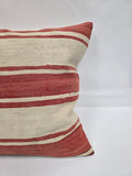 Turkish Hemp Pillow Natural Beige Red Pillow Cushion Cover 24" x 24" #9253