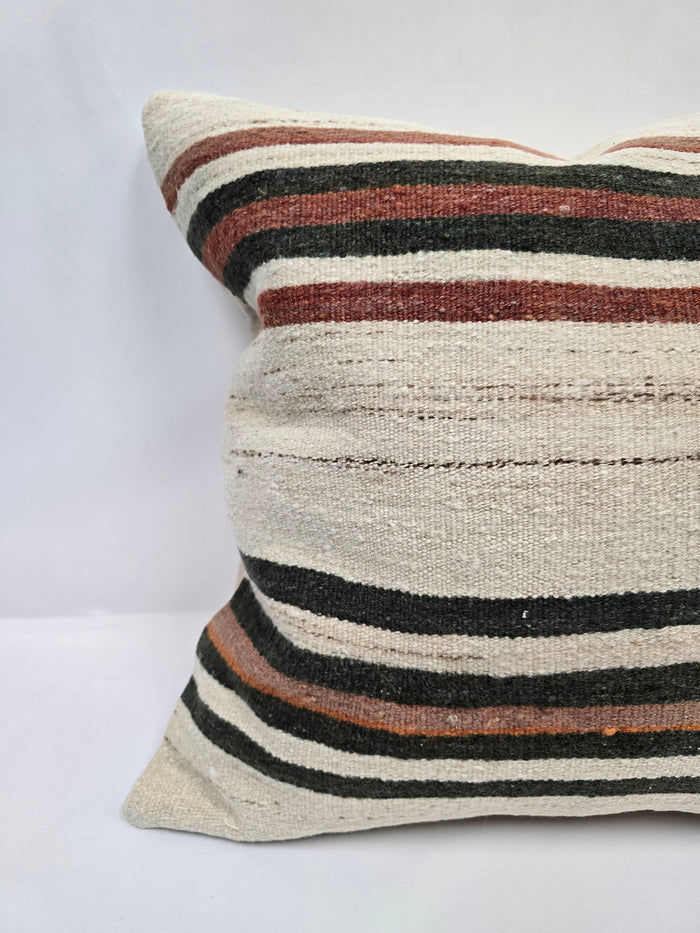 Turkish Hemp Pillow Natural Black Rust Beige Brown Pillow Cushion Cover 24" x 24" #9243