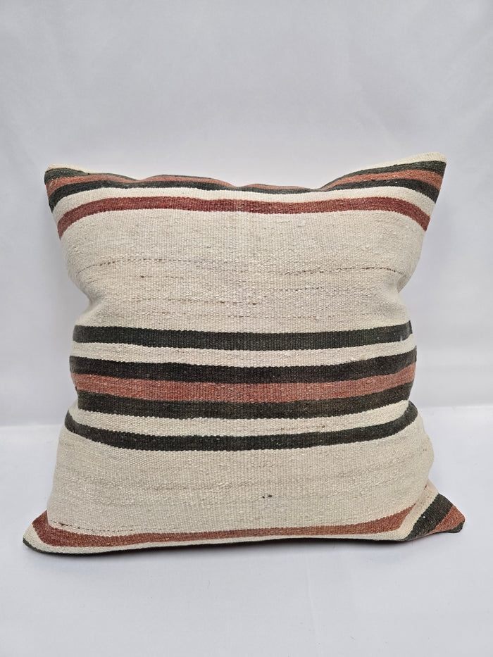 Turkish Hemp Pillow Natural Black Rust Cream Pillow Cushion Cover 24" x 24" #9241
