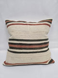 Turkish Hemp Pillow Natural Black Rust Cream Pillow Cushion Cover 24" x 24" #9241