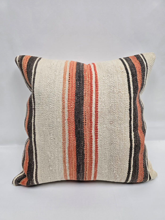 Turkish Hemp Pillow Natural Orange Black Beige Pillow Cushion Cover 24" x 24" #9236