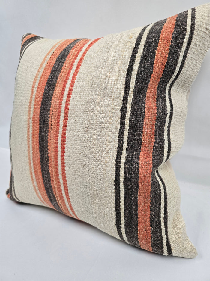 Turkish Hemp Pillow Natural Orange Black Beige Pillow Cushion Cover 24" x 24" #9236