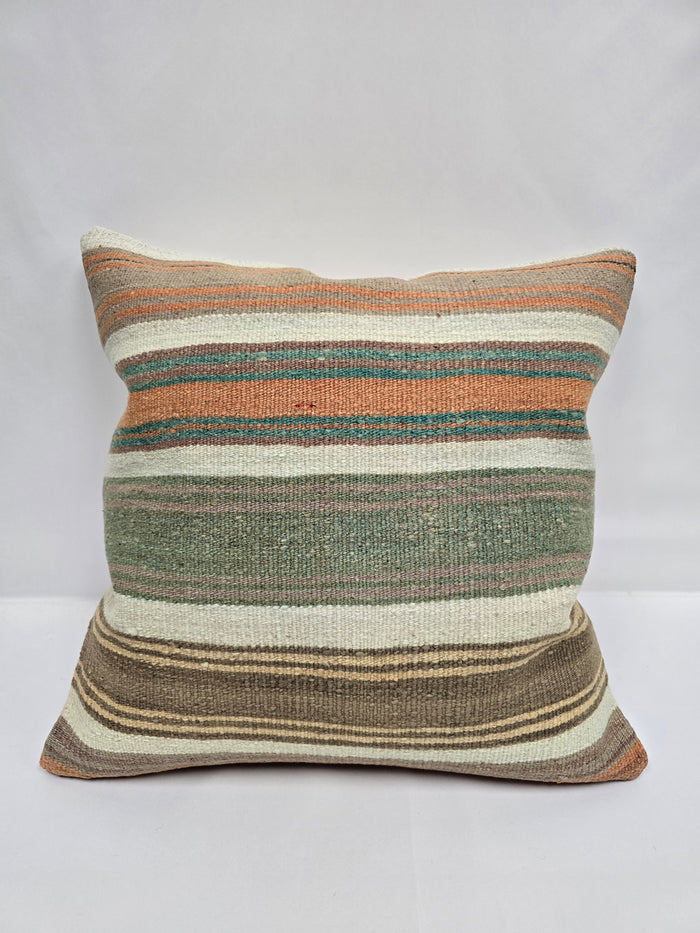Turkish Hemp Pillow Natural Orange Green Brown Beige Pillow Cushion Cover 24" x 24" #9225