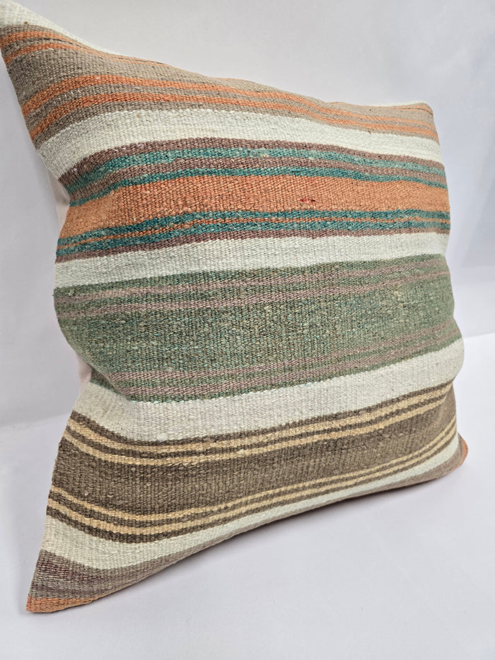Turkish Hemp Pillow Natural Orange Green Brown Beige Pillow Cushion Cover 24" x 24" #9225