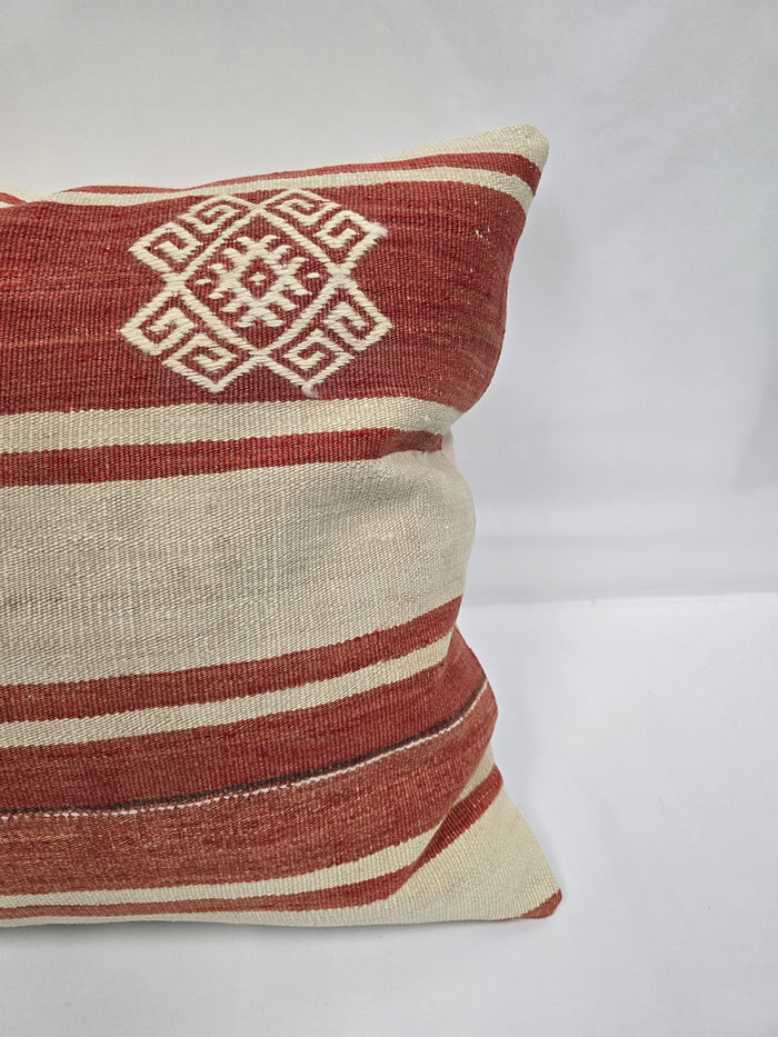 Turkish Hemp Pillow Natural Red Beige Pillow Cushion Cover 24" x 24" #9222
