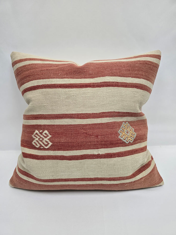 Turkish Hemp Pillow Natural Red Beige Yellow Pillow Cushion Cover 24" x 24" #9218