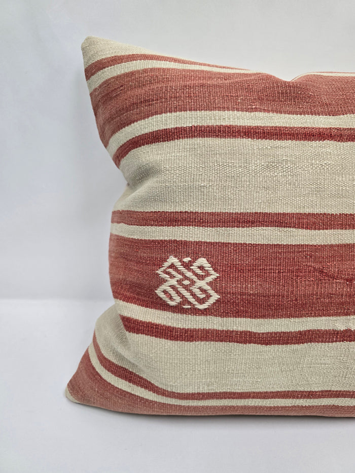 Turkish Hemp Pillow Natural Red Beige Yellow Pillow Cushion Cover 24" x 24" #9218