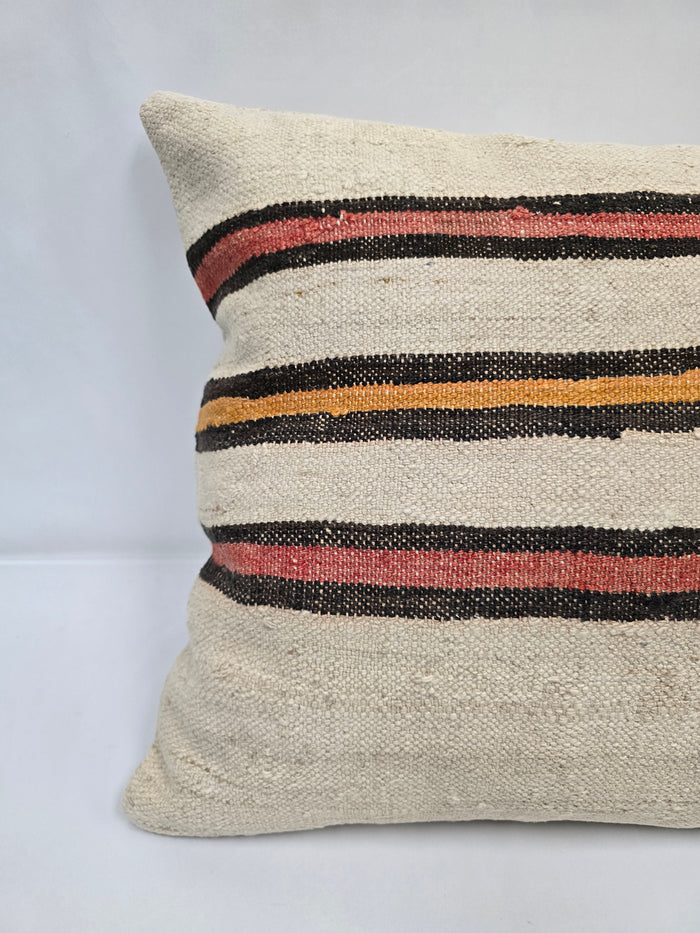 Turkish Hemp Pillow Natural Red Black Orange Beige Pillow Cushion Cover 24" x 24" #9233