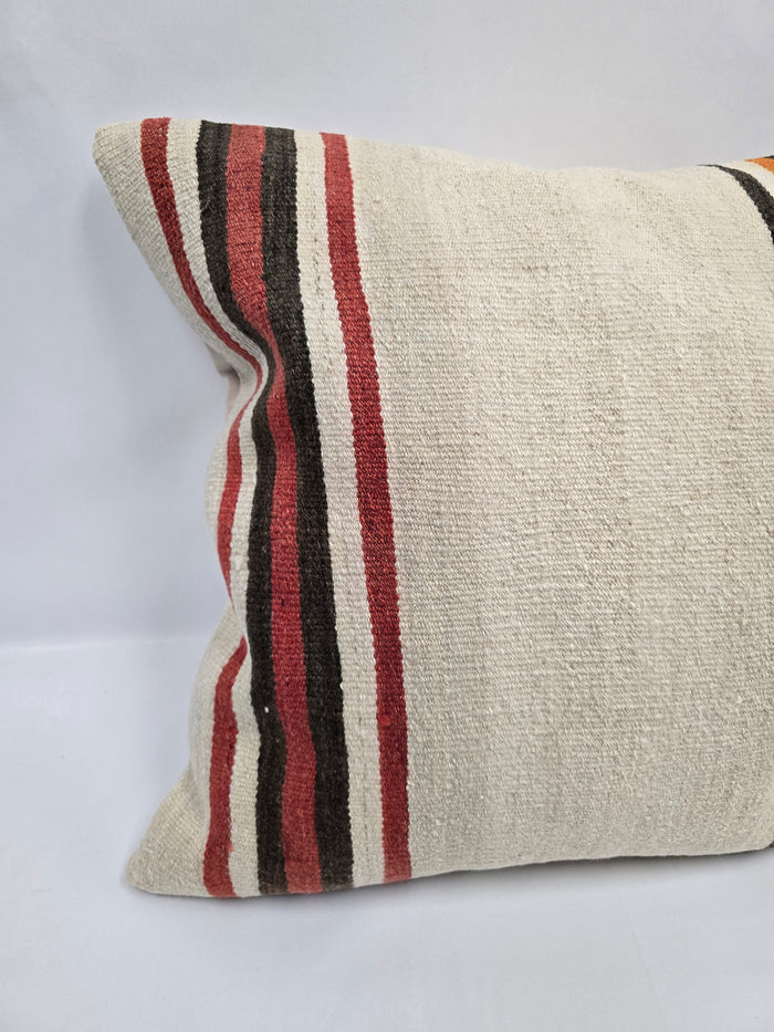 Turkish Hemp Pillow Natural Red Brown Orange Beige Pillow Cushion Cover 24" x 24" #9232