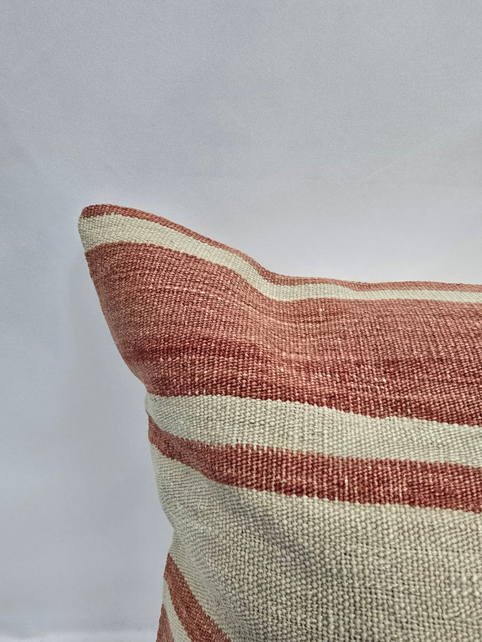 Turkish Hemp Pillow Natural Rust Beige Pillow Cushion Cover 24" x 24" #9244