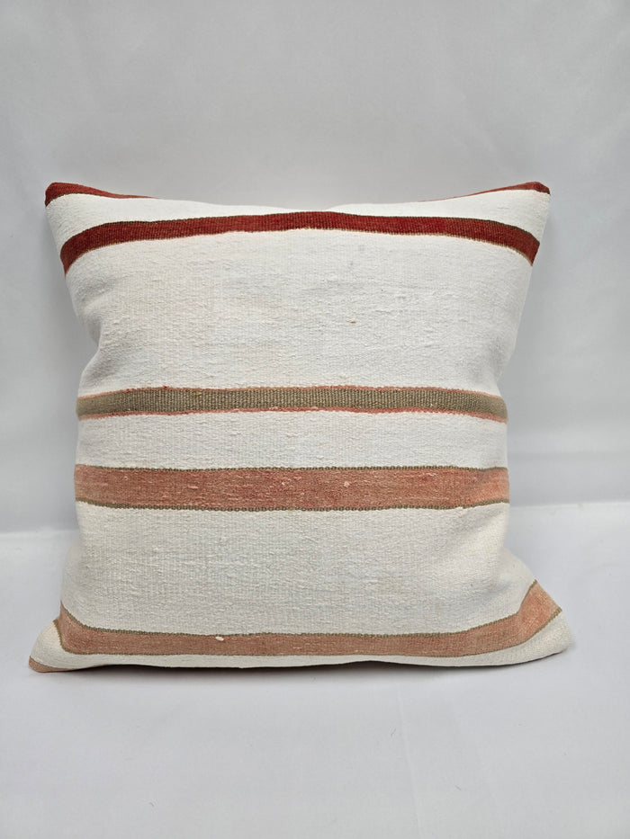 Turkish Hemp Pillow Natural Rust Beige Sage Pillow Cushion Cover 24" x 24" #9239
