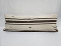 Turkish Lumbar Rug Pillow Brown Cream Blue Cushion Cover Hemp Pillow 14" x 40" #9477