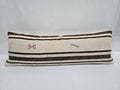 Turkish Lumbar Rug Pillow Cream Brown Gray Cushion Cover Hemp Pillow 14" x 40" #9467