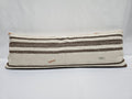Turkish Lumbar Rug Pillow Cream Brown Orange Cushion Cover Hemp Pillow 14" x 40" #9468