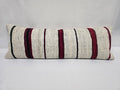 Turkish Lumbar Rug Pillow Cream Burgundy Green Cushion Cover Hemp Pillow 14" x 40" #9466