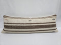 Turkish Lumbar Rug Pillow Cream Red Brown Cushion Cover Hemp Pillow 14" x 40" #9472