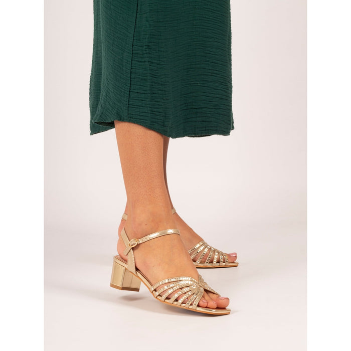Twinkle Gold Block Heel Sandal