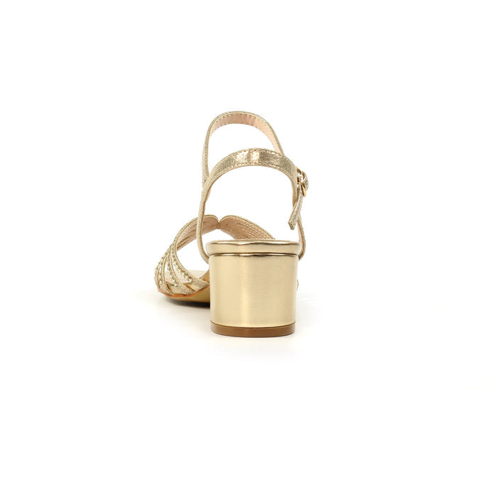 Twinkle Gold Block Heel Sandal