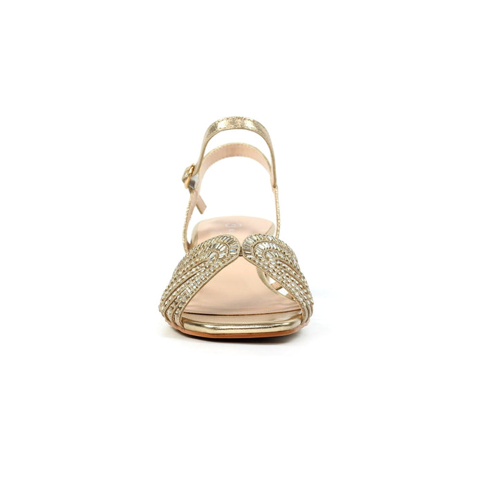 Twinkle Gold Block Heel Sandal
