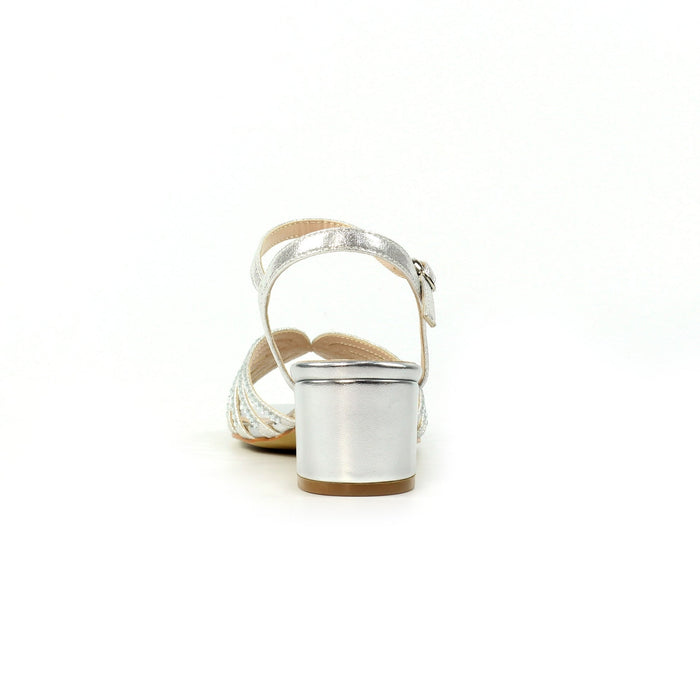 Twinkle Silver Block Heel Sandal