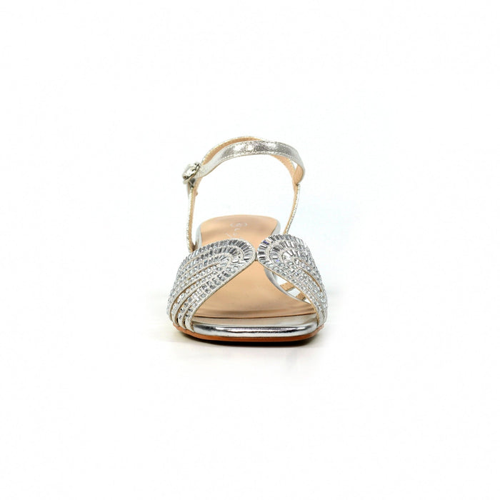 Twinkle Silver Block Heel Sandal