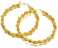Twisted Rope Design Gold Statement Hoops 2"