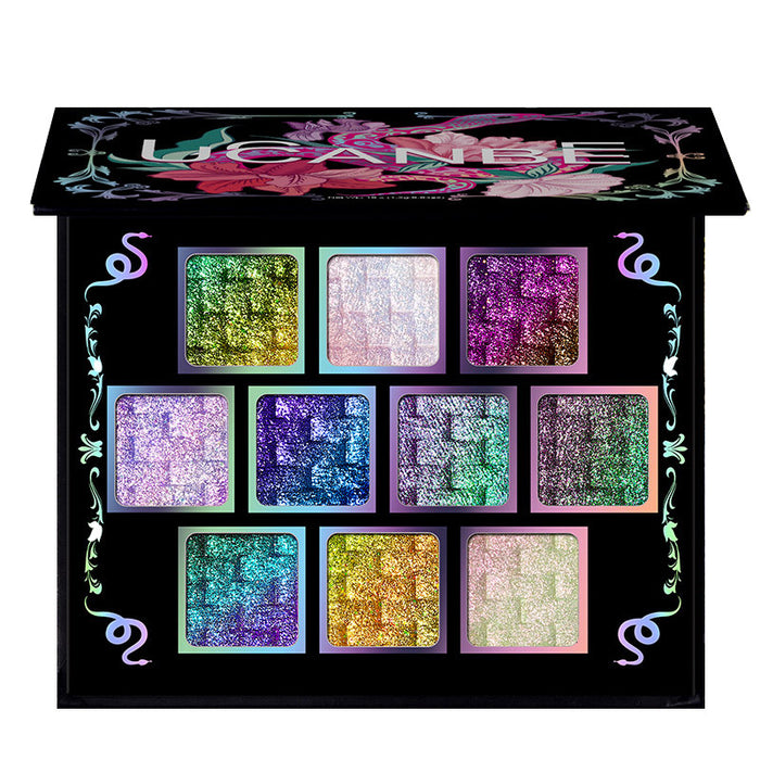 Ucanbe 10-Color Chameleon Iridescent Eyeshadow Palette - #Snake Temperature style #Snake Temperature