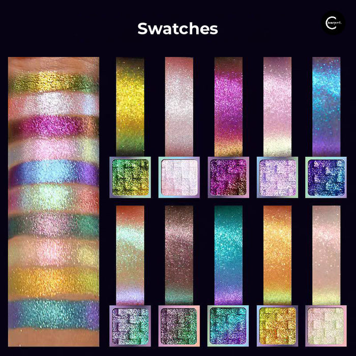 Ucanbe 10-Color Chameleon Iridescent Eyeshadow Palette - #Snake Temperature style #Snake Temperature