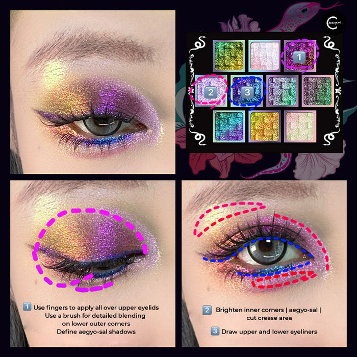 Ucanbe 10-Color Chameleon Iridescent Eyeshadow Palette - #Snake Temperature style #Snake Temperature