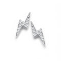 Unisex Sterling Silver CZ Lightning Bolt Stud Earrings