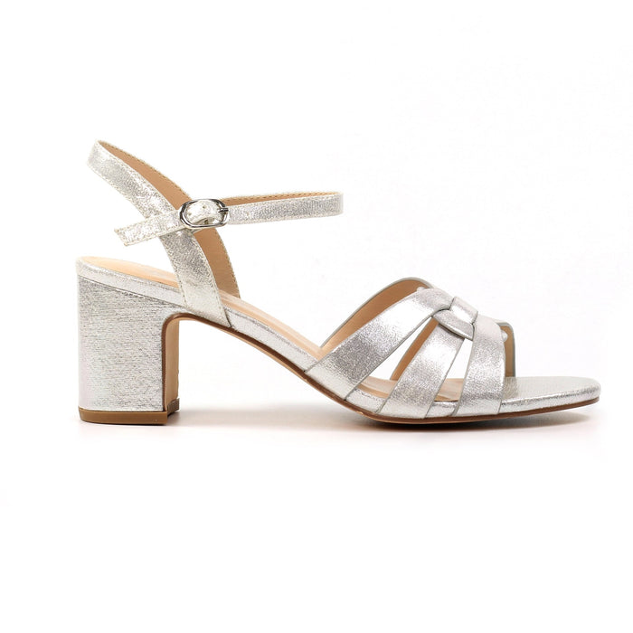 Utah Silver Block Heel Sandal