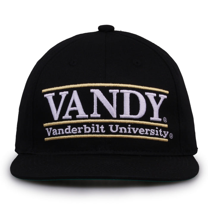 Vanderbilt Retro Bar snapback hat in black, front view
