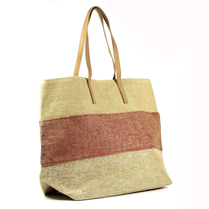 Verena Pink Stripe Beach Bag