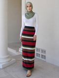 Vintage Stripe Woollen Maxi Skirt
