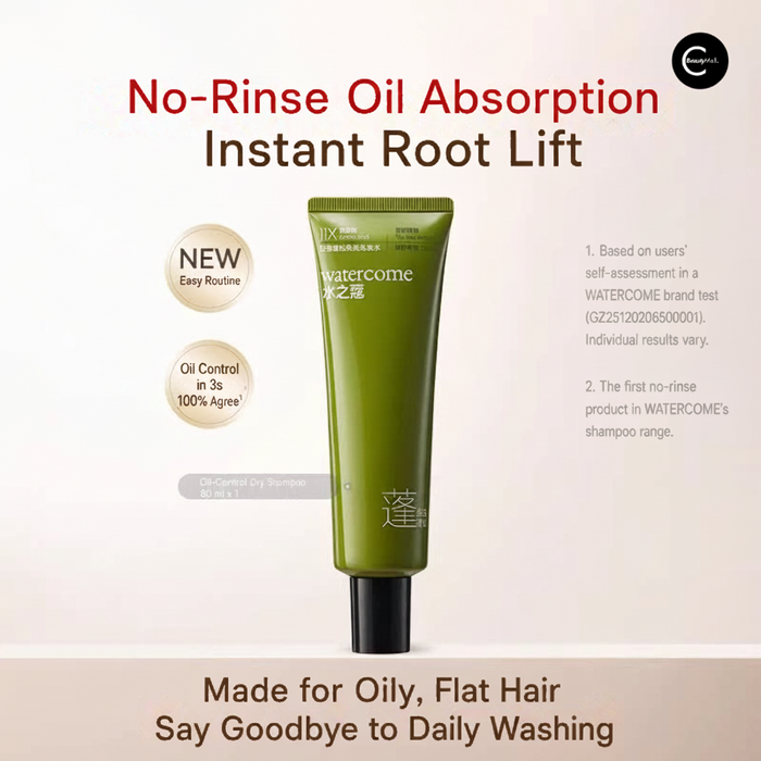 Watercome oil-control no-rinse shampoo in an original green 80 ml tube
