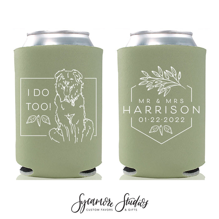 Wedding Can Cooler #188R - Custom Pet Illustration